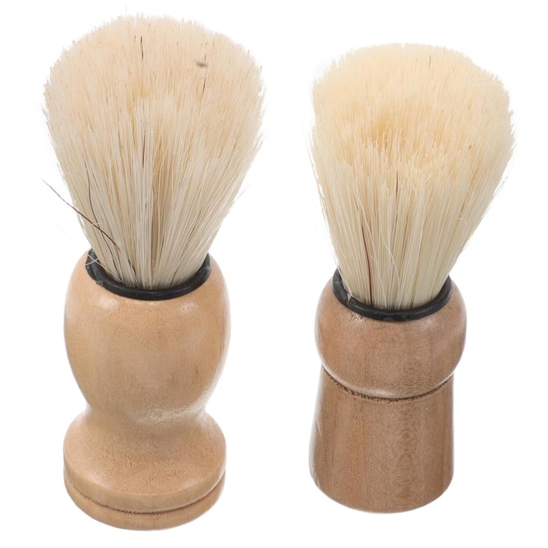 2pcs Mens Wooden Handle Shaving Brush Soft Bristle For Foam Mustache Care Travel Grooming Kit - Image 1
